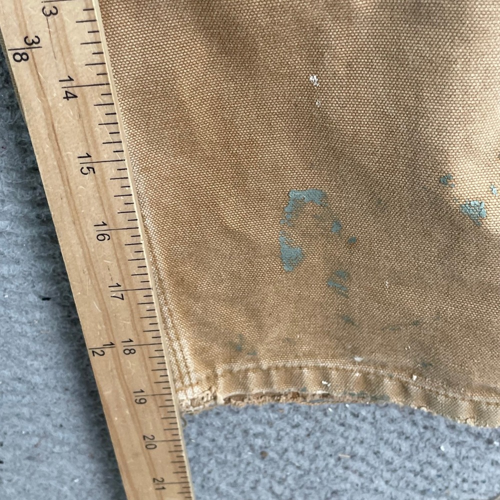 Carhartt Tan Canvas Women's Painter Overalls with Paint Marks - Picture 7 of 13